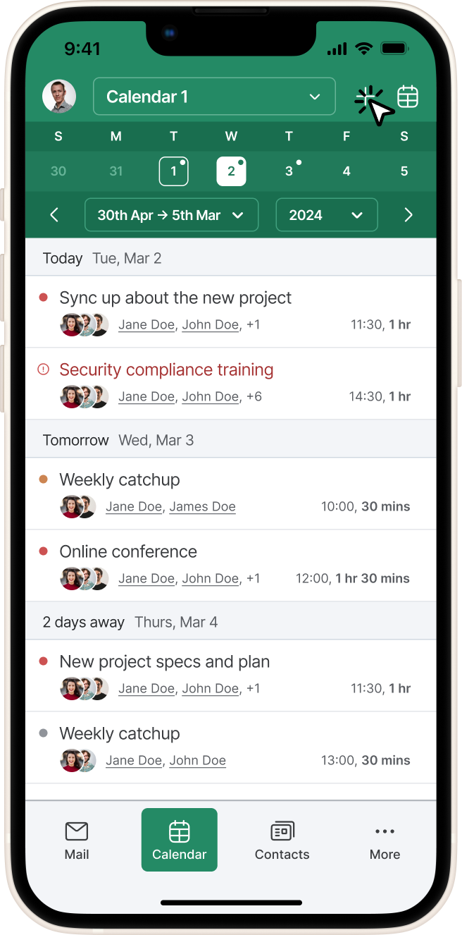 Click on add event action in the top right of the screen